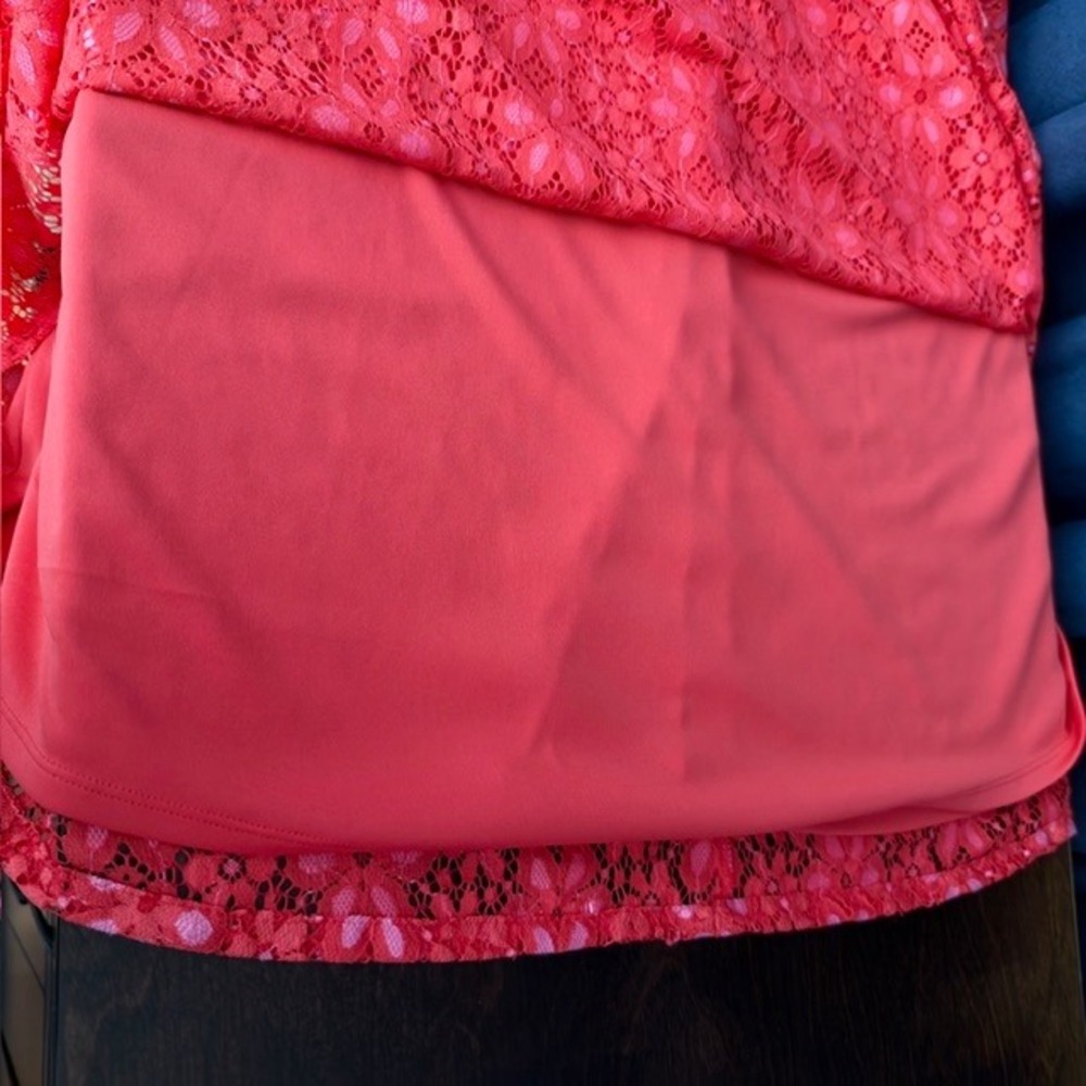NWT Nine West Floral‎ Lace Fit & Flare Dress Fire Glow Pink Size 6 - Picture 9 of 10